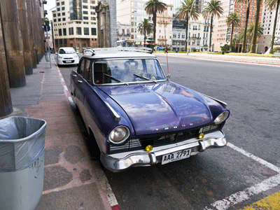 An old Taurus sedan in Montevideo