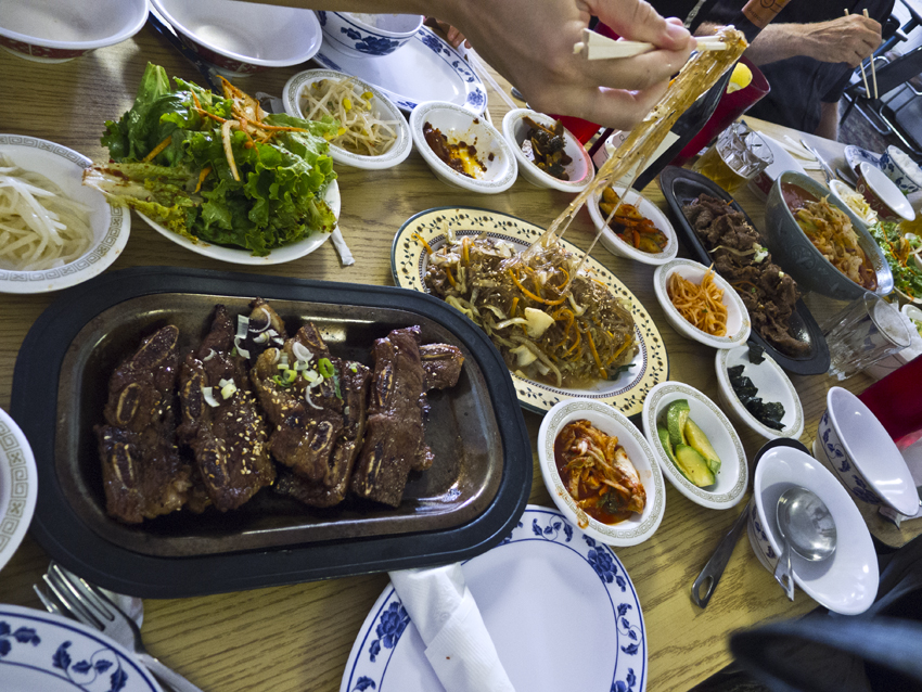 A table of Korean food.